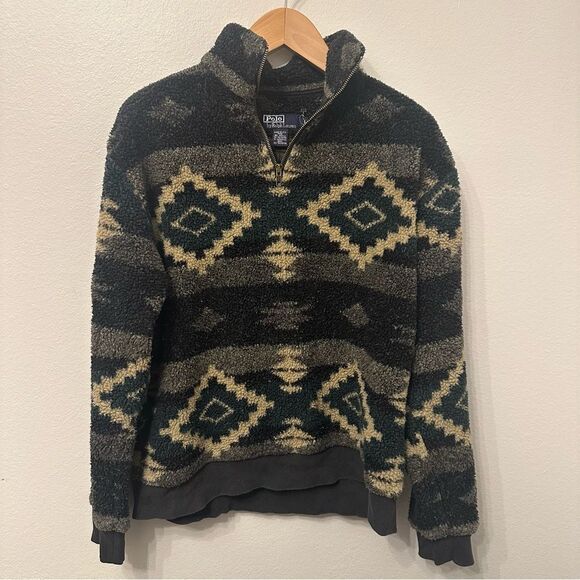 Polo Ralph Lauren Vintage Sherpa Fleece Aztec Pullover - Picture 1 of 6